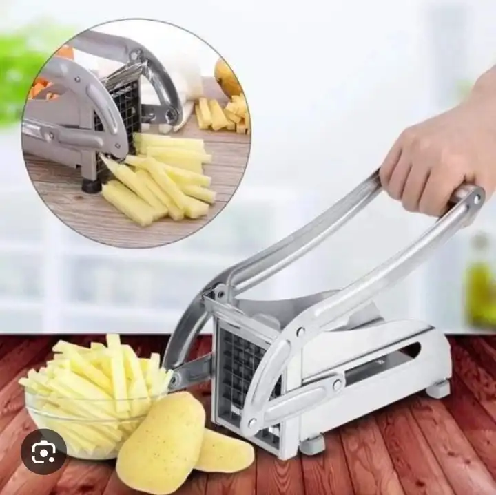 🍟✨ Stainless Steel French Fries Cutter – Fast, Easy & Perfect Cuts ✨🍟🔥 Turn Potatoes into Perfect Fries in Seconds!🍟 Effortless CuttingStrong lever design lets you slice potatoes quickly wit