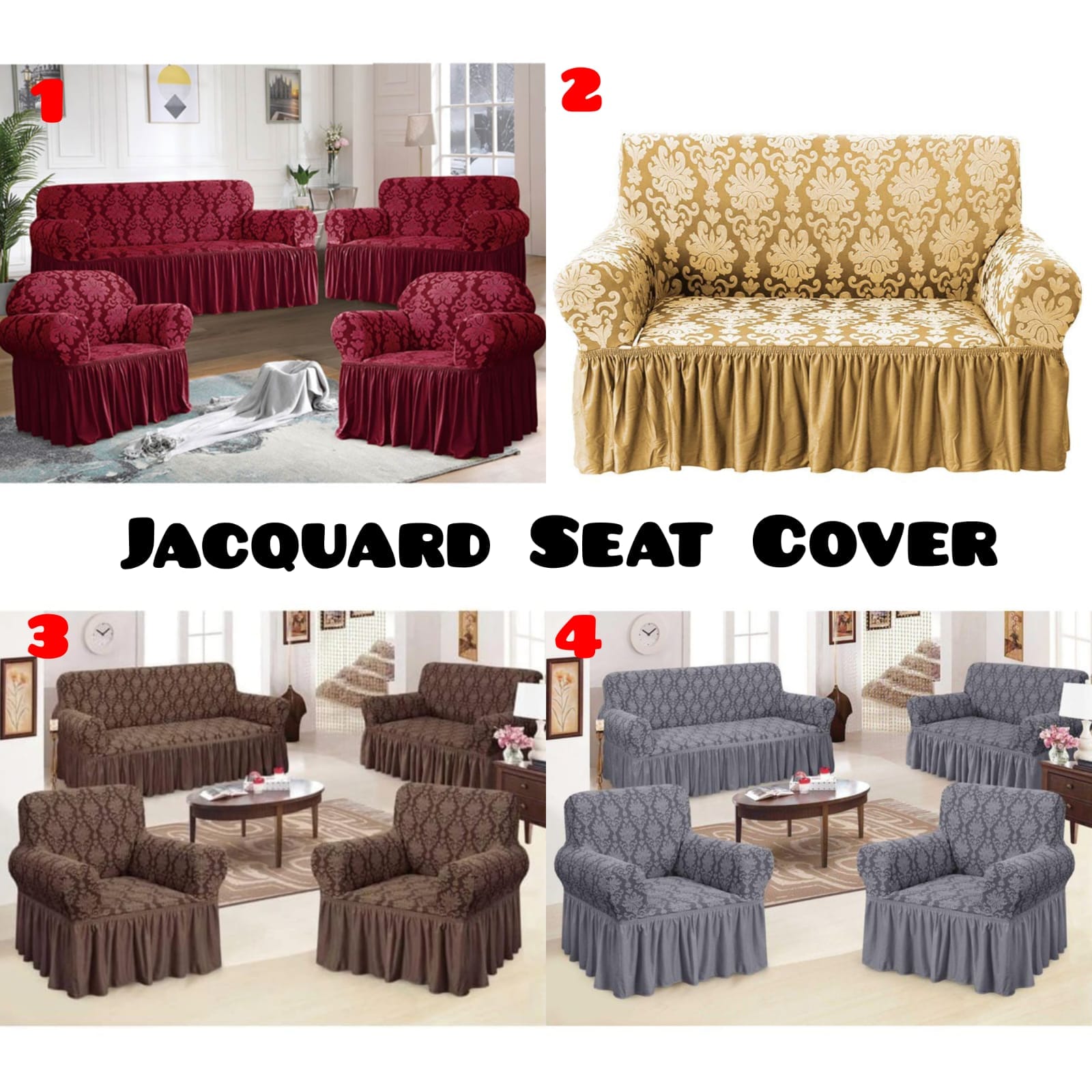 7 Seater 3:2:1:1 Jacquard Sofa Seat Loose Covers 🛋️✨ Transform Your Living Room Instantly! Give your sofas a fresh, elegant new look with these 7 Seater Jacquard Sofa Seat Covers designed to protect