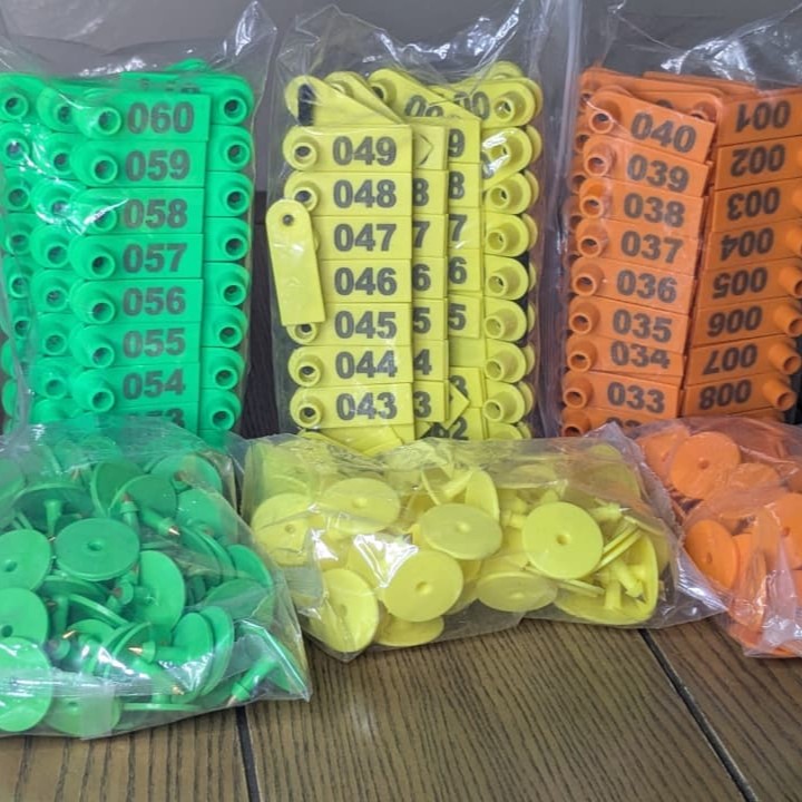 Sheep/Goat/rabbit Numbered Self-Applicable Folding Slim Ear Tags for Livestock (Pack of 100) Serialized. Quality Numbered Ear Tags.