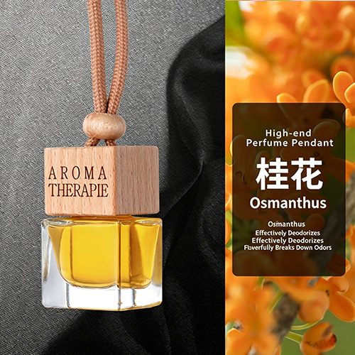 Car Hanging Air Freshener, Long Lasting Natural Scent Perfume for Car Interior Wooden Lid Car Air Freshener, Natural Plant Essential Oil Scent Perfume for Auto & Home