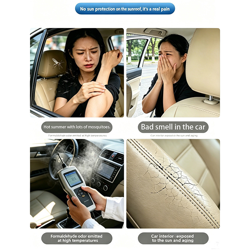 Car Sunroof Mosquito Net, Magnetic Sunshade Cover, Oxford Cloth Edge, Quick Install No Drill, Anti-Insect Mesh for All Cars
