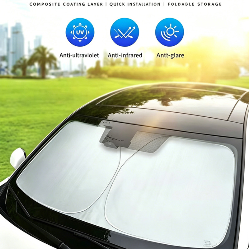 Car Windshield Sunshade, Foldable UV Protection Front Window Sun Visor, Blocks Sunlight & Heat, Protects Interior, Fits Most Vehicles