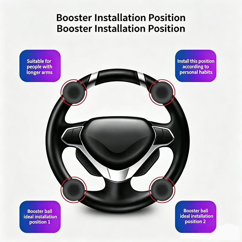 Universal Car Steering Wheel Spinner Knob, 360° Rotation Power Handle, Silicone Non-Slip Booster Ball for Easy One-Handed Driving, Black