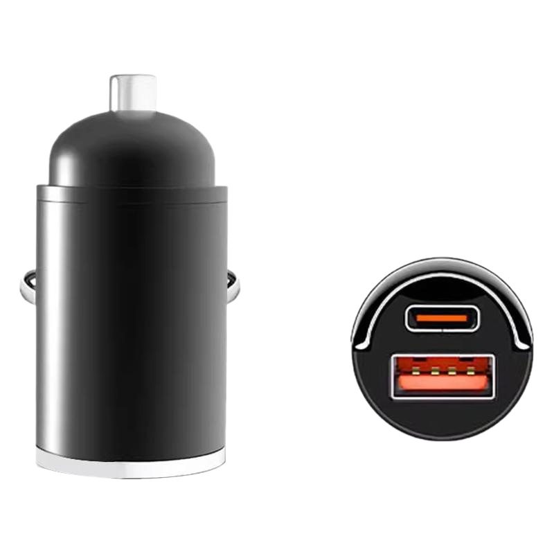 Invisible Mini Fast Car Charger, PD30W+QC3.0 Dual Port Adapter with 100W Max Output for iPhone 8-14 & Android Smartphones, Compact Hidden Space-Saving Design for 12V-24V Cars & Trucks