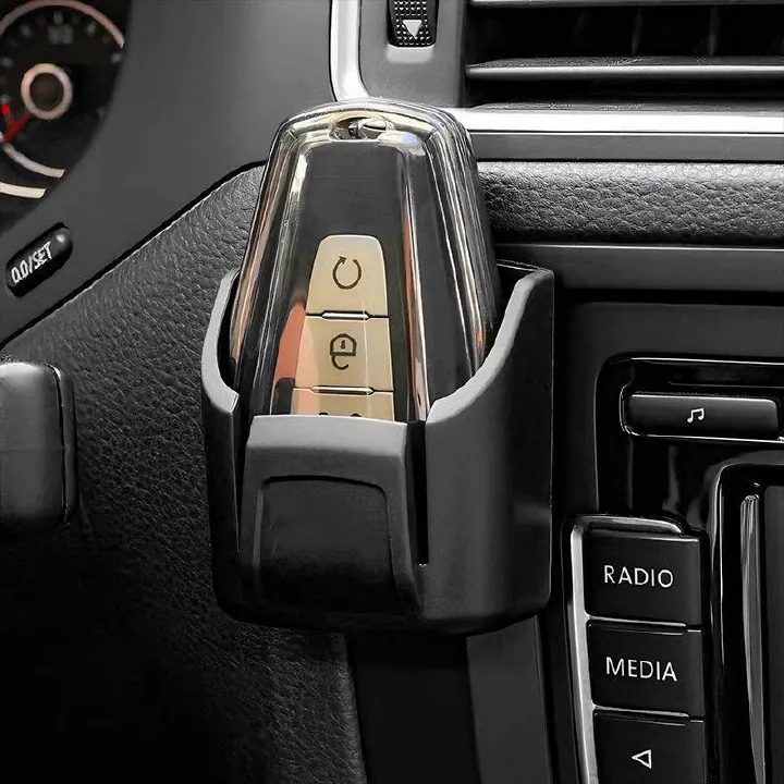 Car Key Organizer Storage Box, Self-Adhesive Mini Car Console Pocket Holder for Key, Card, Coin, Multifunctional Interior Accessories