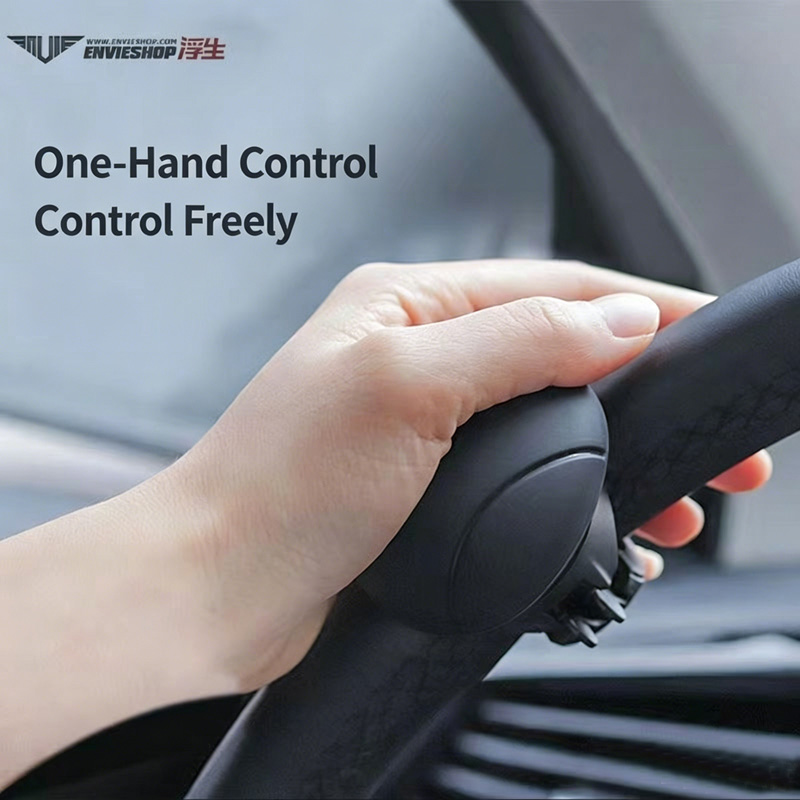Universal Car Steering Wheel Spinner Knob, 360° Rotation Power Handle, Silicone Non-Slip Booster Ball for Easy One-Handed Driving, Black