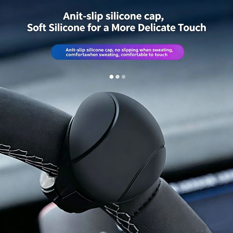 Universal Car Steering Wheel Spinner Knob, 360° Rotation Power Handle, Silicone Non-Slip Booster Ball for Easy One-Handed Driving, Black