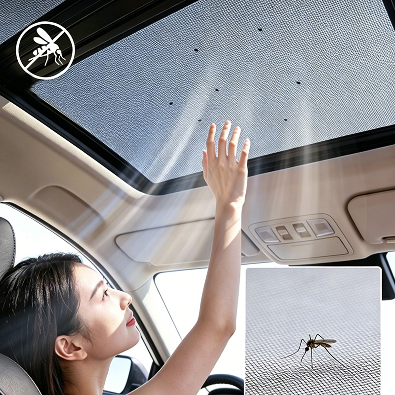 Car Sunroof Mosquito Net, Magnetic Sunshade Cover, Oxford Cloth Edge, Quick Install No Drill, Anti-Insect Mesh for All Cars