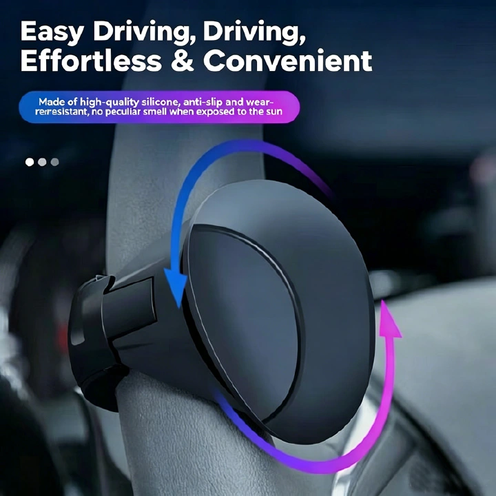 Universal Car Steering Wheel Spinner Knob, 360° Rotation Power Handle, Silicone Non-Slip Booster Ball for Easy One-Handed Driving, Black
