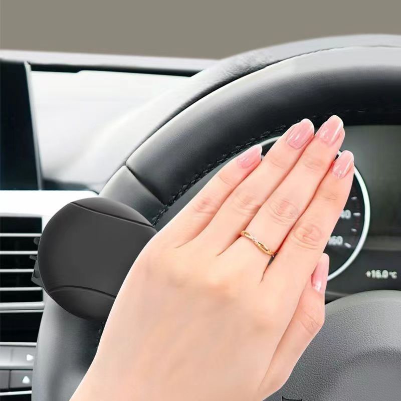 Universal Car Steering Wheel Spinner Knob, 360° Rotation Power Handle, Silicone Non-Slip Booster Ball for Easy One-Handed Driving, Black