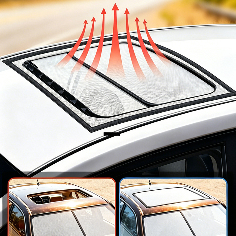Car Sunroof Mosquito Net, Magnetic Sunshade Cover, Oxford Cloth Edge, Quick Install No Drill, Anti-Insect Mesh for All Cars