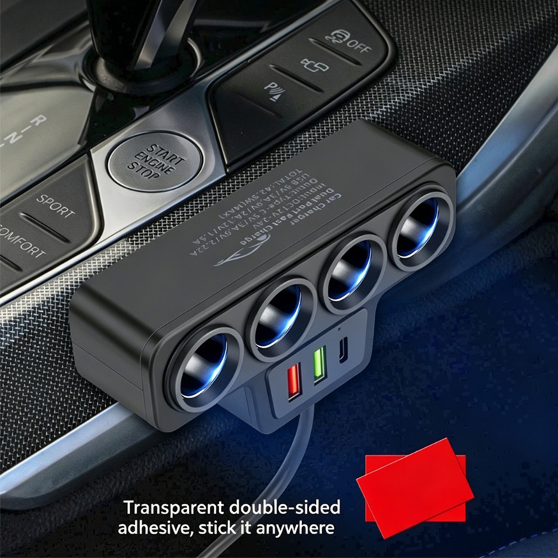 120W 1-to-4 Cigarette Lighter Splitter Car Charger with PD & QC3.0 Ports, 12V/24V Multi-Port Power Adapter for All Cars