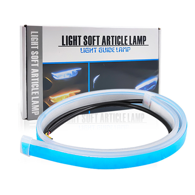 Ultra-thin Dual-Color Flowing LED Daytime Running Light Strip, Universal 12V Waterproof Silicone Car Headlight DRL, Dynamic Turn Signal Light, No-destructive Installation, 30/45/60cm for All Vehicles
