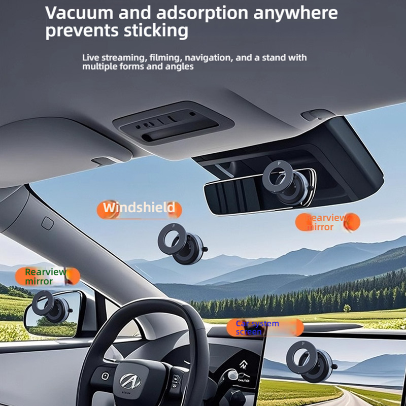 Upgraded Vacuum Magnetic Car Phone Holder, Strong N52 Magnet Suction Cup Mount, 360° Rotation Foldable Dashboard Stand for iPhone MagSafe, Anti-Shake, One-Hand Operation, Fits All Smartphones