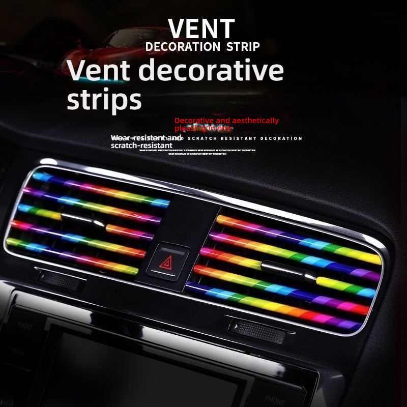U Shape Electroplated Car Air Vent Decorative Strip, DIY Cuttable Auto Air Outlet Molding Trim, Anti-Aging Soft PVC Interior Modification Accessory, Universal Fit Horizontal Air Vents Only