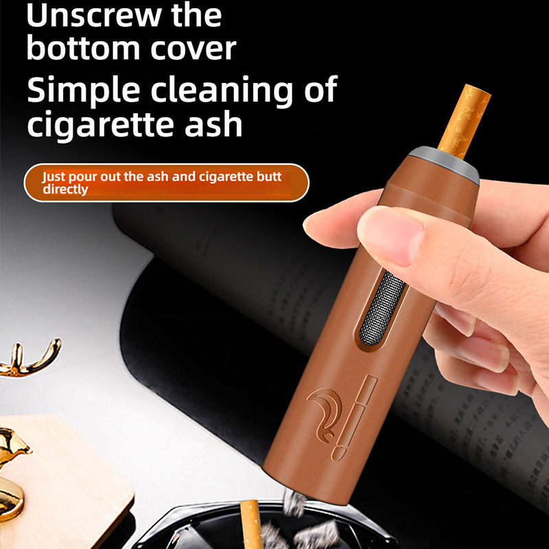 Portable Mini Cigarette Ashtray for Car Home Outdoor, Dustproof Ash Collector with Universal Fit for Coarse Medium Fine Cigarettes, No Ash Flying, Easy to Clean, Smokeless & Odorless, Compact Pocket