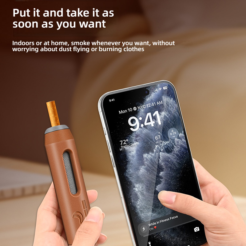 Portable Mini Cigarette Ashtray for Car Home Outdoor, Dustproof Ash Collector with Universal Fit for Coarse Medium Fine Cigarettes, No Ash Flying, Easy to Clean, Smokeless & Odorless, Compact Pocket