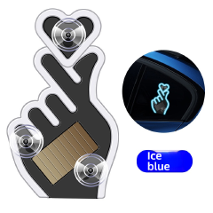 Car Heart Gesture Ambient Light, Solar & USB Rechargeable LED Decorative Lamp with Vibration & Light Sensor, 7 Colors/Mode, Suction Cup Mounted, No Wiring, Waterproof, Fits All Cars SUV Trucks