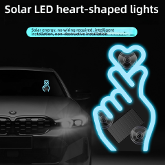 Car Heart Gesture Ambient Light, Solar & USB Rechargeable LED Decorative Lamp with Vibration & Light Sensor, 7 Colors/Mode, Suction Cup Mounted, No Wiring, Waterproof, Fits All Cars SUV Trucks