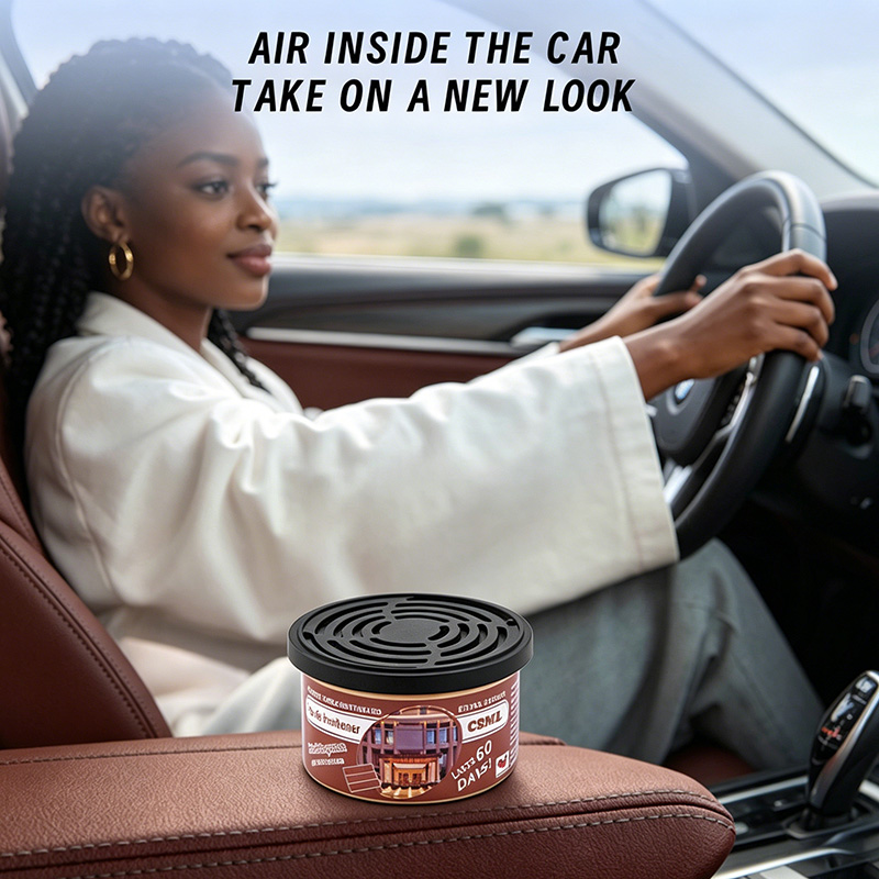 Car Air Freshener Can, Natural Coconut Fiber Solid Perfume with 18 Scents, 60 Days Long-Lasting Odor Eliminator for Car Interior, Home and Office
