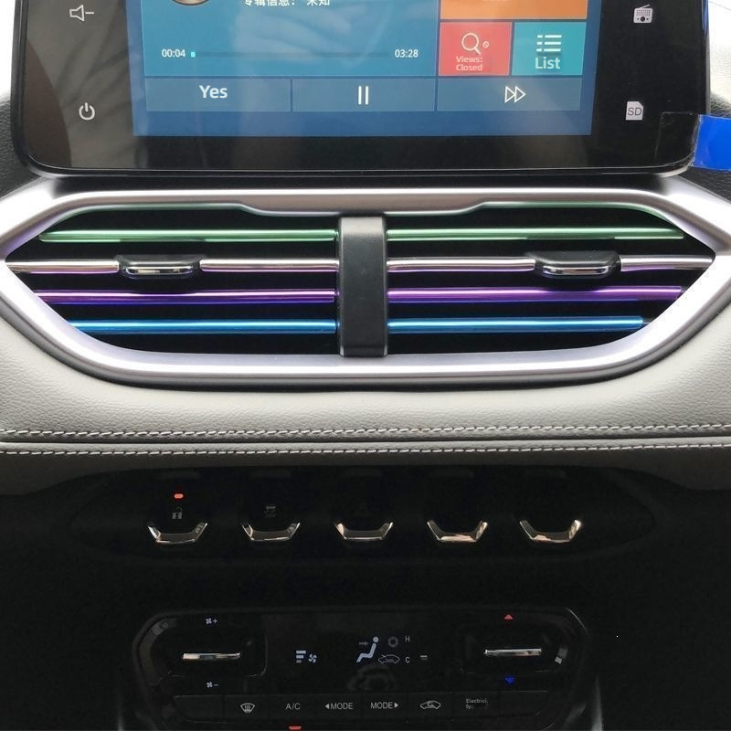 U Shape Electroplated Car Air Vent Decorative Strip, DIY Cuttable Auto Air Outlet Molding Trim, Anti-Aging Soft PVC Interior Modification Accessory, Universal Fit Horizontal Air Vents Only