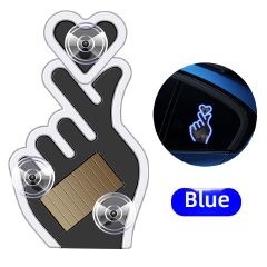 Car Heart Gesture Ambient Light, Solar & USB Rechargeable LED Decorative Lamp with Vibration & Light Sensor, 7 Colors/Mode, Suction Cup Mounted, No Wiring, Waterproof, Fits All Cars SUV Trucks