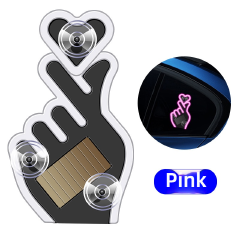 Car Heart Gesture Ambient Light, Solar & USB Rechargeable LED Decorative Lamp with Vibration & Light Sensor, 7 Colors/Mode, Suction Cup Mounted, No Wiring, Waterproof, Fits All Cars SUV Trucks