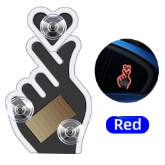 Car Heart Gesture Ambient Light, Solar & USB Rechargeable LED Decorative Lamp with Vibration & Light Sensor, 7 Colors/Mode, Suction Cup Mounted, No Wiring, Waterproof, Fits All Cars SUV Trucks
