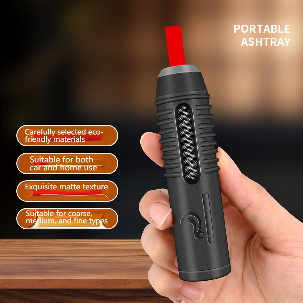 Portable Mini Cigarette Ashtray for Car Home Outdoor, Dustproof Ash Collector with Universal Fit for Coarse Medium Fine Cigarettes, No Ash Flying, Easy to Clean, Smokeless & Odorless, Compact Pocket