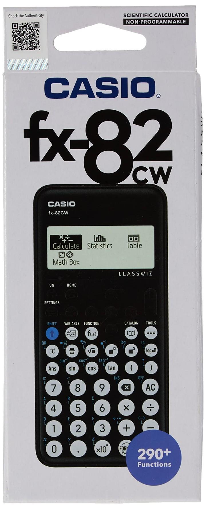 Original Casio fx 82 cw scientific calculator latest edition / Engineering and statistics calculator with spreadsheet & math box functions and more than 290 functions.