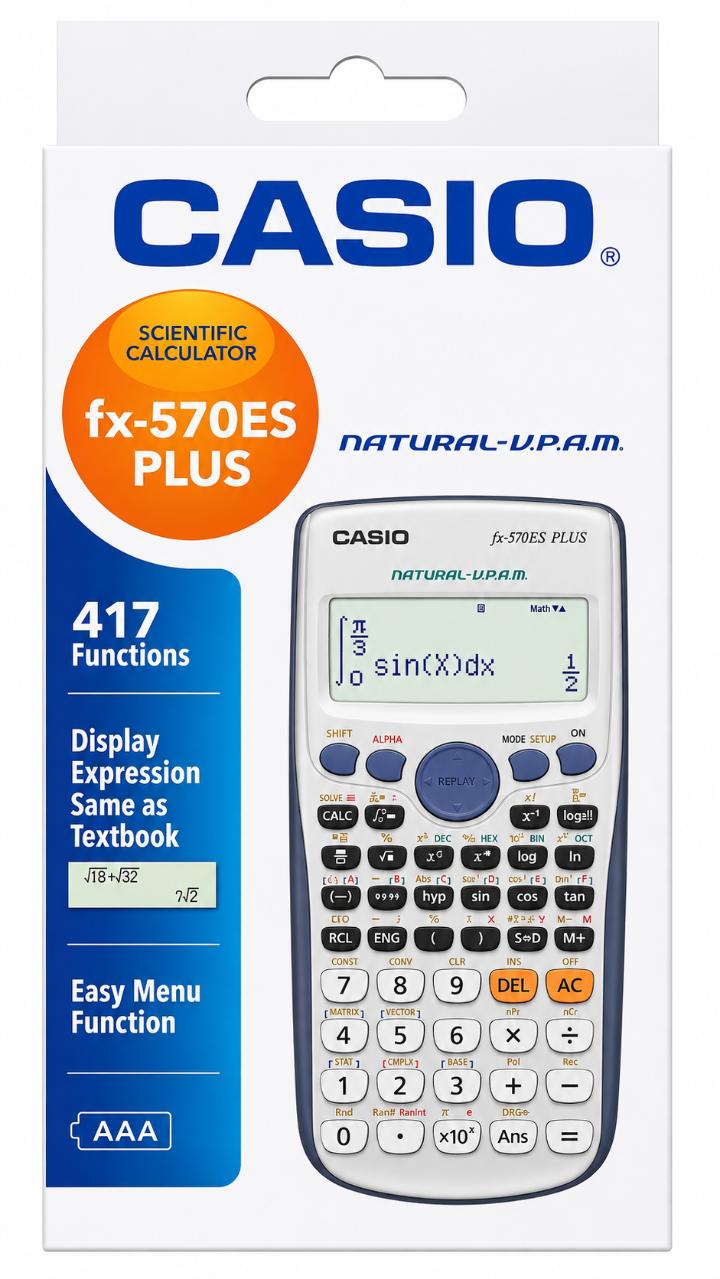 Original Casio fx 570 es plus scientific calculator v1 /engineering, statistics and math  scientific calculator with 417 functions and a long lasting battery.