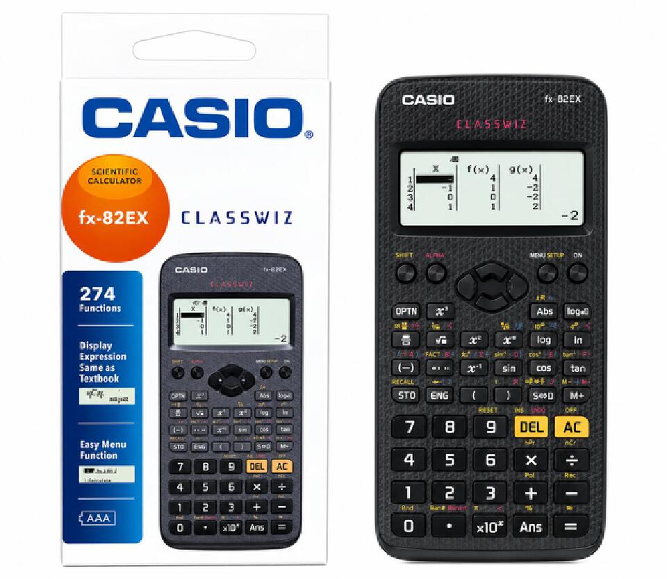 Original CASIO fx 82 ex ClassWiz scientific calculator with 272 functions / engineering and statistics calculator.