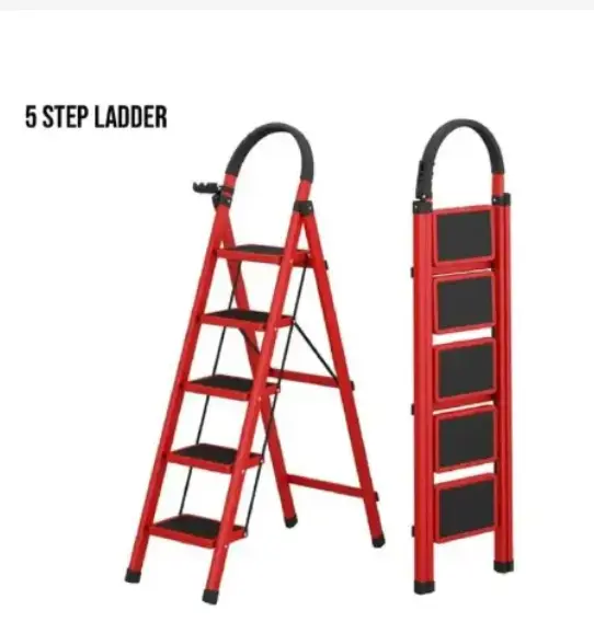Multipurpose 5-6 Step Foldable Steel Stepping Ladder – Anti-Slip Wide Pedals, Heavy Duty Household Step Stool, Portable & Space Saving High quality and durable home use metallic.