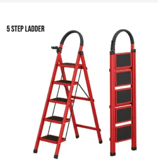 Multipurpose 5-6 Step Foldable Steel Stepping Ladder – Anti-Slip Wide Pedals, Heavy Duty Household Step Stool, Portable & Space Saving High quality and durable home use metallic.