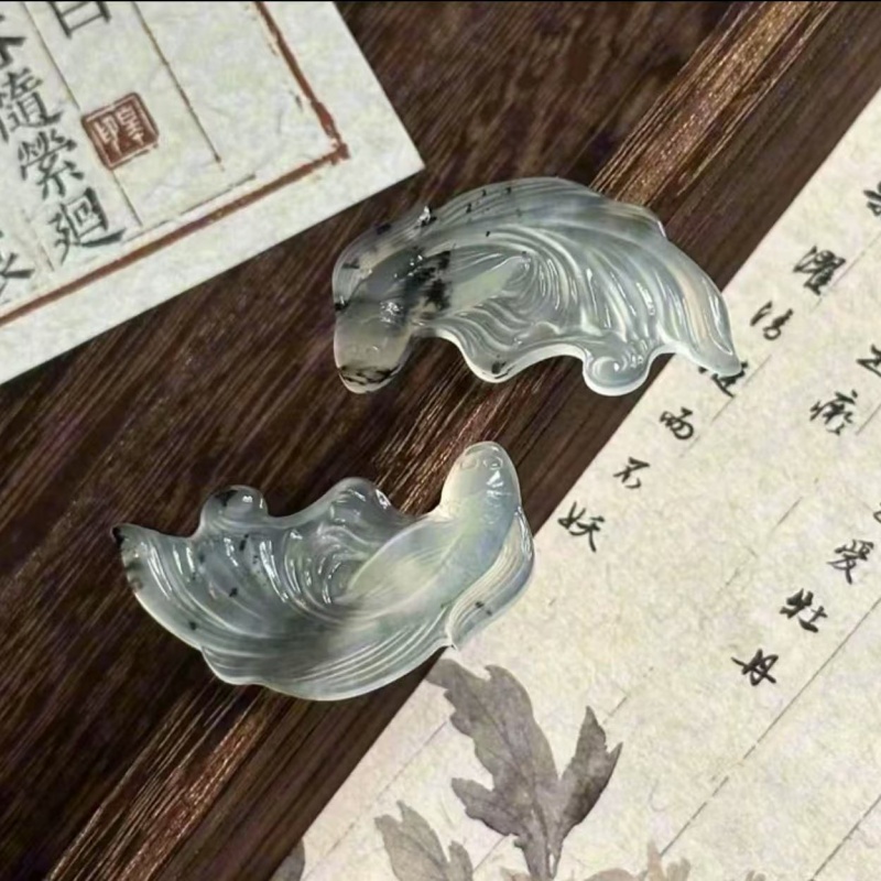 New Chinese Style Fish-to-Dragon Gradient Peaceful Ink-Wash Twin Fish Pendant Necklace, Couple Matching Retro Ancient Style Jewelry