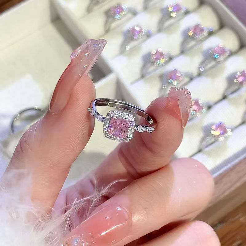 Hot‑selling High-End Wedding Imitation Moissanite Diamond Rings 6-Prong Solitaire Women’s Open Adjustable Couple Bands 1 Carat Zircon 925 Silver Rings for Men & Women Bulk Pack of 5pcs/set 10pcs/set