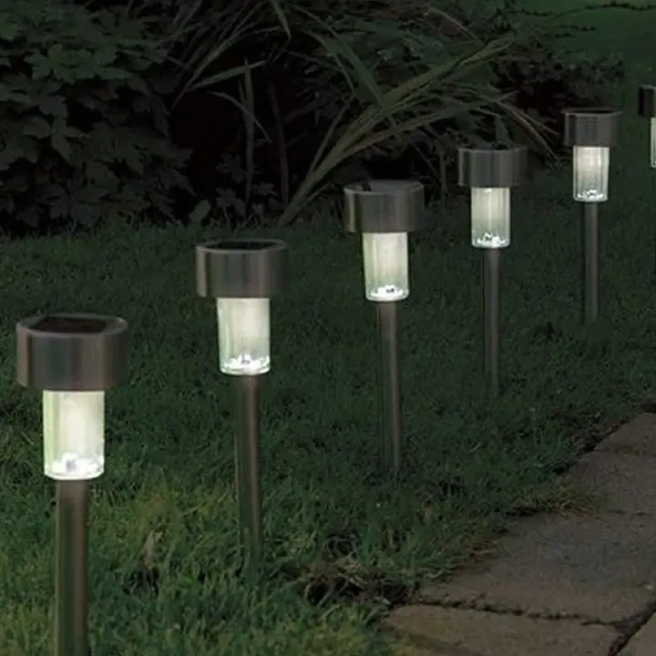 10 PC Set solar Garden Light Solar Power Path Lights LED Garden Stake Light Lawn Stainless Steel Spot Lamp for Outdoor