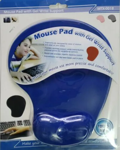 (NEW) Wrist Rest Comfort Gel Mouse Pad, Ergonomically Designed and Non-Slip Skid Resistant Black/Blue