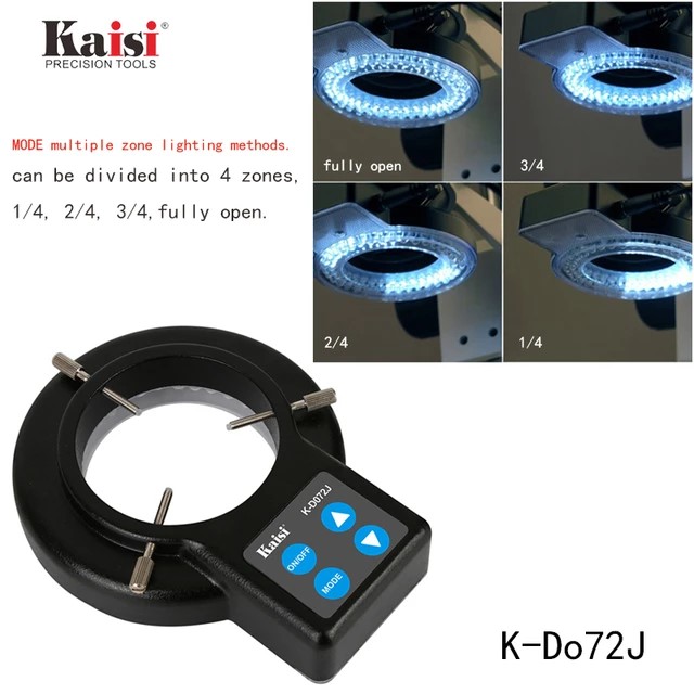 Kaisi K-D072J LED Microscope Ring Light 72 LED Adjustable Illuminator Lamp for Stereo Microscope PCB Soldering Repair