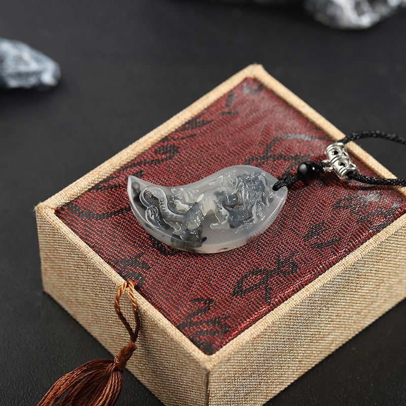 Lucky Couple Necklace Set – Chinese Ink Style Dragon & Phoenix Yin Yang Pendants | Unisex Protection Jewelry for Engagement, Anniversary, or Daily Wear
