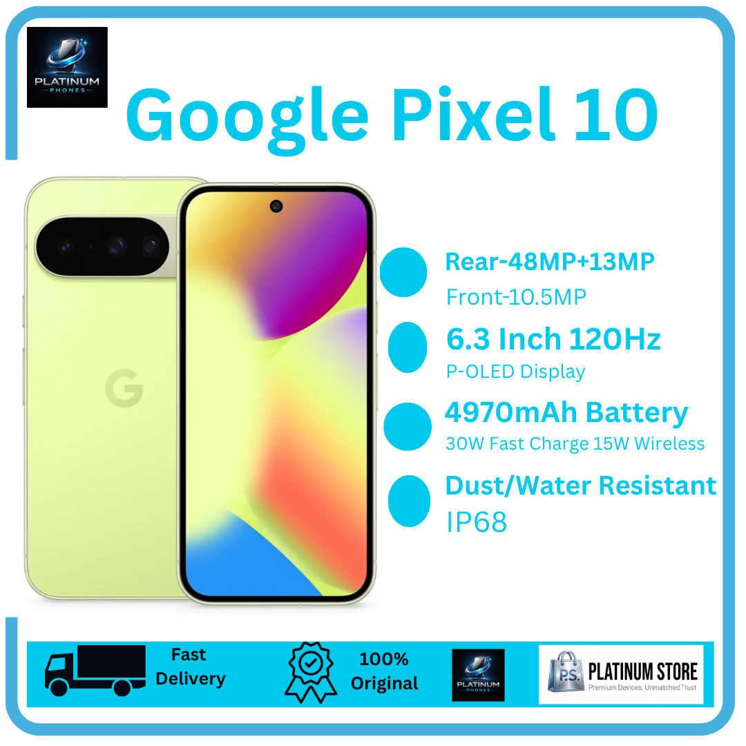 [Brand New] Google Pixel 10 256GB+8GB 6.3" P-OLED 120Hz Display 48+10.8+13MP Back Cameras 4970mAh Battery 30W Wired 15W Wireless Under-Display Fingerprint Tensor G4 SoC Dual SIM/e-SIM Smartphone