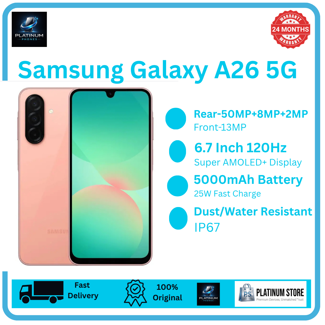 [Price Drop] Samsung Galaxy A26 5G 256/128GB+6/8GB 6.7" Super AMOLED 120Hz Display (50+8+2)MP Camera 5000mAh Battery 25W Fast Charging Dual SIM Fingerprint 13MP Selfie Camera Galaxy AI Smartphone