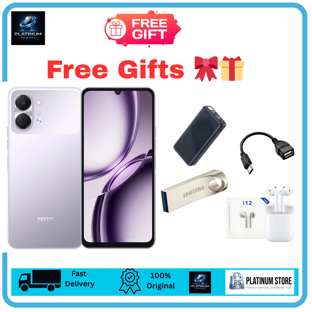 [FREE GIFTS🎁🎁] TECNO Pop 20 128/64GB+8(4+4)GB 6.74" IPS LCD 120Hz Display 13MP Rear Camera 5000mAh Battery 15W Fast Charging IP64 Dual SIM Fingerprint Unlock Smart AI Smartphone