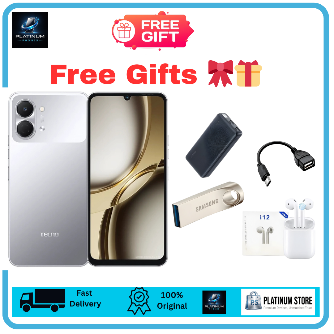 [FREE GIFTS🎁🎁] TECNO Pop 20 128/64GB+8(4+4)GB 6.74" IPS LCD 120Hz Display 13MP Rear Camera 5000mAh Battery 15W Fast Charging IP64 Dual SIM Fingerprint Unlock Smart AI Smartphone