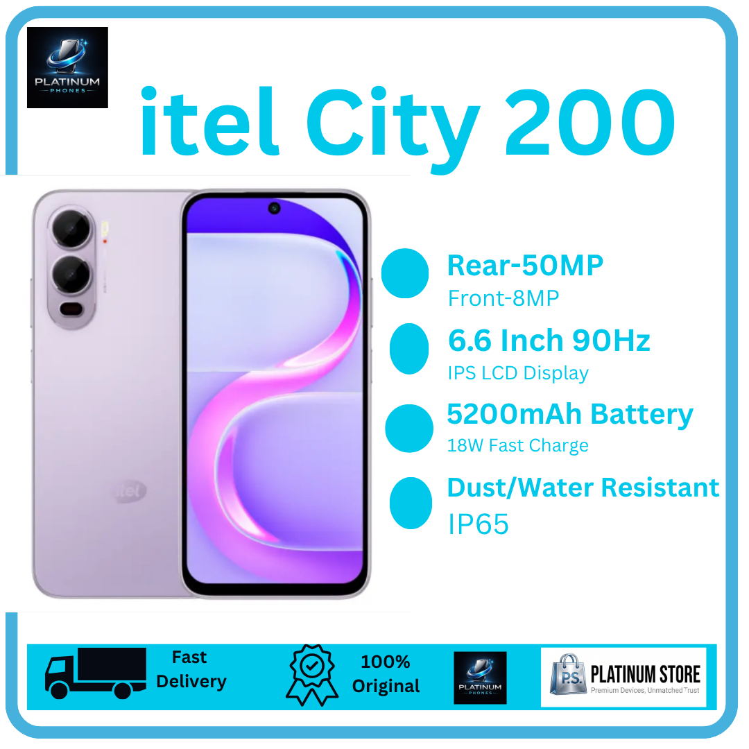 [Anniversary Special] itel City 200 128GB+8(4+4)GB 6.78" IPS LCD 120Hz Display 50MP Back Camera 5200mAh Battery 18W Fast Charging Dual SIM Fingerprint Unlock Android Smartphone