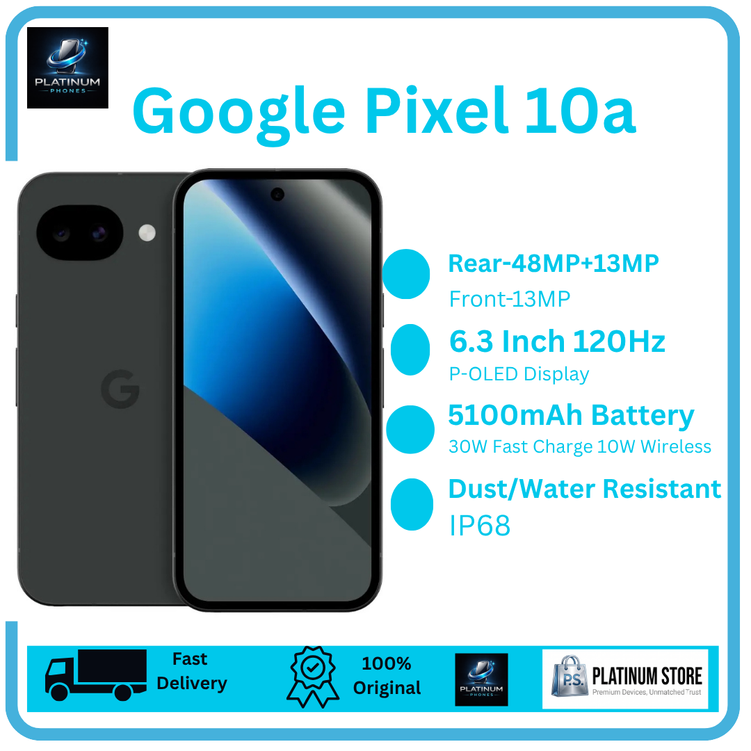 [Brand New] Google Pixel 10a 256GB+8GB 6.3" P-OLED 120Hz Display 48+13MP Back Cameras 5100mAh Battery 30W Wired 10W Wireless Charging Under-Display Fingerprint Tensor G4 SoC Dual SIM/e-SIM Smartphone