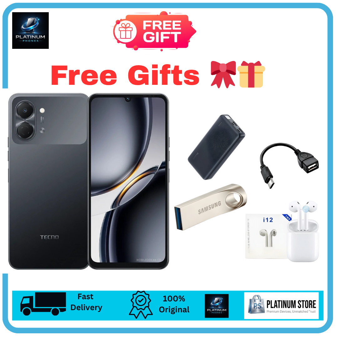 [FREE GIFTS🎁🎁] TECNO Pop 20 128/64GB+8(4+4)GB 6.74" IPS LCD 120Hz Display 13MP Rear Camera 5000mAh Battery 15W Fast Charging IP64 Dual SIM Fingerprint Unlock Smart AI Smartphone