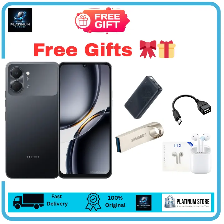 [FREE GIFTS🎁🎁] TECNO Pop 20 128/64GB+8(4+4)GB 6.74" IPS LCD 120Hz Display 13MP Rear Camera 5000mAh Battery 15W Fast Charging IP64 Dual SIM Fingerprint Unlock Smart AI Smartphone