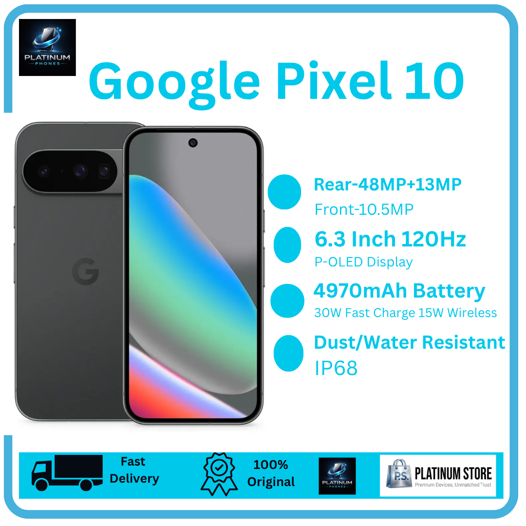 [Brand New] Google Pixel 10 256GB+8GB 6.3" P-OLED 120Hz Display 48+10.8+13MP Back Cameras 4970mAh Battery 30W Wired 15W Wireless Under-Display Fingerprint Tensor G4 SoC Dual SIM/e-SIM Smartphone