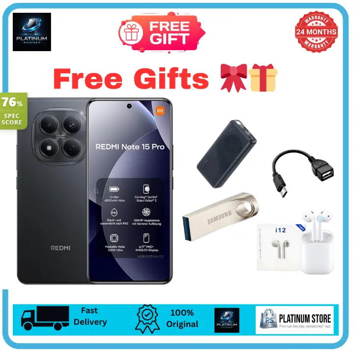 [FREE GIFTS🔥] XIAOMI Redmi Note 15 Pro 256GB+16(8+8)GB 3D-Curved Display 6.77" 120Hz Display Under-Display Fingerprint (200+8)MP Camera 6500mAh Battery 45W Hyper-Charge AI Smartphone